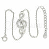 Pulsera Elegante 03.336.0070.08 Plata Rodinada, Diseño de Nota Musical, con Micro Pave Blanca, Pulido, Rodinado (Grosor 01 MM, 8 Pulgadas de Largo)