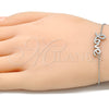 Pulsera Elegante 03.336.0074.07 Plata Rodinada, Diseño de Amor, con Blanca Micro Pave, Pulido, Rodinado (01 MM Thickness, 7 Inches Length)