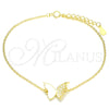 Pulsera Elegante 03.336.0023.2.08 Plata Rodinada, Diseño de Mariposa, con Blanca Micro Pave, Pulido, Tono Dorado (01 MM Thickness, 8 Inches Length)
