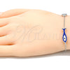Pulsera Elegante 03.336.0078.07 Plata Rodinada, Diseño de Pescado, con Micro Pave Zafiro Azul y Blanca, Esmaltado Azul, Rodinado (Grosor 01 MM, 7 Pulgadas de Largo)
