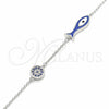 Pulsera Elegante 03.336.0078.07 Plata Rodinada, Diseño de Pescado, con Micro Pave Zafiro Azul y Blanca, Esmaltado Azul, Rodinado (Grosor 01 MM, 7 Pulgadas de Largo)