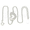 Pulsera Elegante 03.336.0079.07 Plata Rodinada, Diseño de Corazón, con Micro Pave Blanca, Pulido, Rodinado (Grosor 01 MM, 7 Pulgadas de Largo)