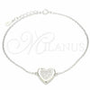 Pulsera Elegante 03.336.0081.08 Plata Rodinada, Diseño de Corazón, con Zirconia Cubica Blanca, Pulido, Rodinado (Grosor 01 MM, 8 Pulgadas de Largo)