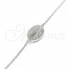 Pulsera Elegante 03.336.0087.07 Plata Rodinada, con Zirconia Cubica Blanca, Pulido, Rodinado (Grosor 01 MM, 7 Pulgadas de Largo)