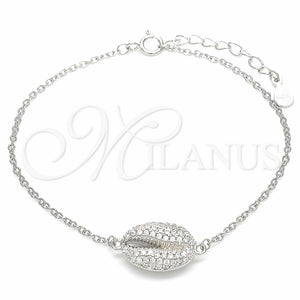 Pulsera Elegante 03.336.0087.07 Plata Rodinada, con Zirconia Cubica Blanca, Pulido, Rodinado (Grosor 01 MM, 7 Pulgadas de Largo)