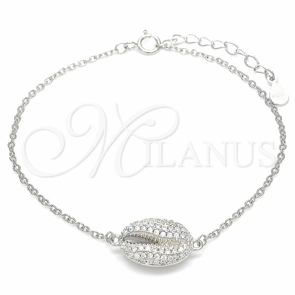 Pulsera Elegante 03.336.0087.07 Plata Rodinada, con Zirconia Cubica Blanca, Pulido, Rodinado (Grosor 01 MM, 7 Pulgadas de Largo)
