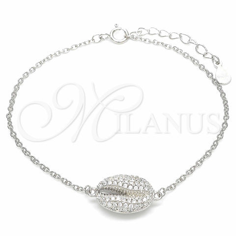 Pulsera Elegante 03.336.0087.07 Plata Rodinada, con Zirconia Cubica Blanca, Pulido, Rodinado (Grosor 01 MM, 7 Pulgadas de Largo)