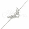 Pulsera Elegante 03.336.0088.07 Plata Rodinada, con Zirconia Cubica Blanca, Pulido, Rodinado (Grosor 01 MM, 7 Pulgadas de Largo)