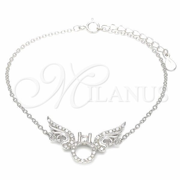 Pulsera Elegante 03.336.0088.07 Plata Rodinada, con Zirconia Cubica Blanca, Pulido, Rodinado (Grosor 01 MM, 7 Pulgadas de Largo)