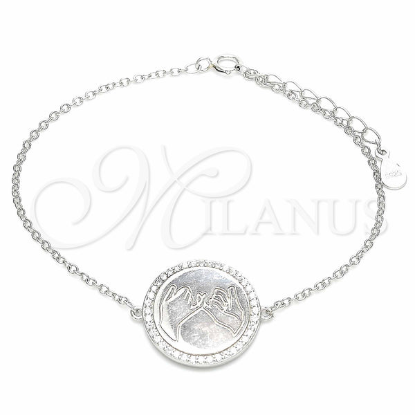 Pulsera Elegante 03.336.0089.07 Plata Rodinada, con Blanca Micro Pave, Pulido, Rodinado (01 MM Thickness, 7 Inches Length)
