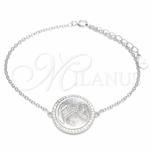 Pulsera Elegante 03.336.0089.07 Plata Rodinada, con Micro Pave Blanca, Pulido, Rodinado (Grosor 01 MM, 7 Pulgadas de Largo)