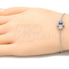 Pulsera Elegante 03.336.0090.07 Plata Rodinada, Diseño de Mano de Dios y Ojo Griego, con Zirconia Cubica Blanca, Esmaltado Azul, Rodinado (Grosor 01 MM, 7 Pulgadas de Largo)