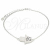 Pulsera Elegante 03.336.0092.07 Plata Rodinada, Diseño de Mano de Dios, con Zirconia Cubica Blanca, Pulido, Rodinado (Grosor 01 MM, 7 Pulgadas de Largo)