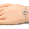 Pulsera Elegante 03.336.0093.07 Plata Rodinada, con Zirconia Cubica Blanca, Pulido, Rodinado (Grosor 01 MM, 7 Pulgadas de Largo)