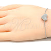 Pulsera Elegante 03.336.0094.07 Plata Rodinada, Diseño de Corazón, con Zirconia Cubica Blanca, Pulido, Rodinado (Grosor 01 MM, 7 Pulgadas de Largo)