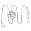 Pulsera Elegante 03.336.0094.07 Plata Rodinada, Diseño de Corazón, con Zirconia Cubica Blanca, Pulido, Rodinado (Grosor 01 MM, 7 Pulgadas de Largo)