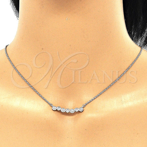 Collares con Dije 04.336.0140.16 Plata Rodinada, con Zirconia Cubica Blanca, Pulido, Rodinado (Grosor 01 MM, 16 Pulgadas de Largo)