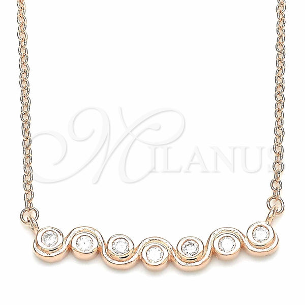Collares con Dije 04.336.0140.1.16 Plata Rodinada, con Zirconia Cubica Blanca, Pulido, Tono Rosado (Grosor 01 MM, 16 Pulgadas de Largo)