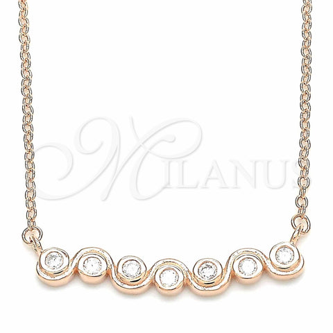 Collares con Dije 04.336.0140.1.16 Plata Rodinada, con Zirconia Cubica Blanca, Pulido, Tono Rosado (Grosor 01 MM, 16 Pulgadas de Largo)