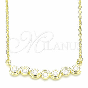 Collares con Dije 04.336.0140.2.16 Plata Rodinada, con Zirconia Cubica Blanca, Pulido, Tono Dorado (Grosor 01 MM, 16 Pulgadas de Largo)