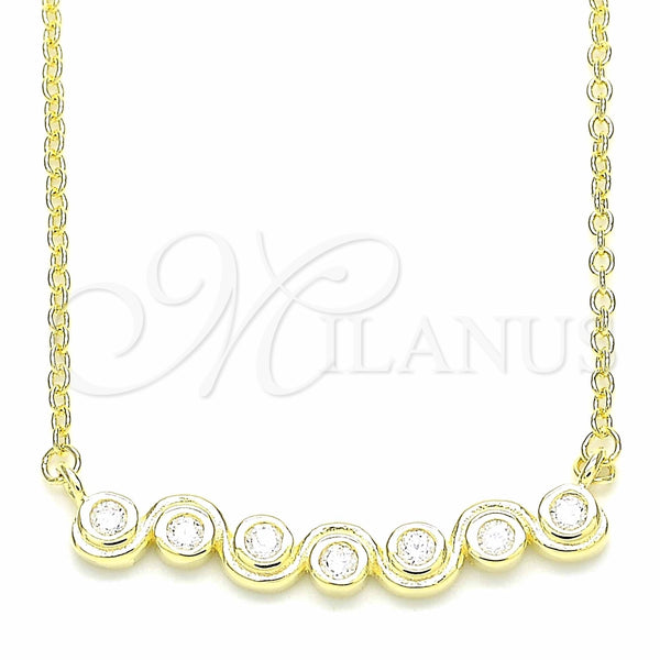 Collares con Dije 04.336.0140.2.16 Plata Rodinada, con Zirconia Cubica Blanca, Pulido, Tono Dorado (Grosor 01 MM, 16 Pulgadas de Largo)