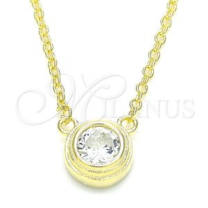 Collares con Dije 04.336.0043.2.16 Plata Rodinada, con Blanca Zirconia Cubica, Pulido, Tono Dorado (01 MM Thickness, 16 Inches Length)