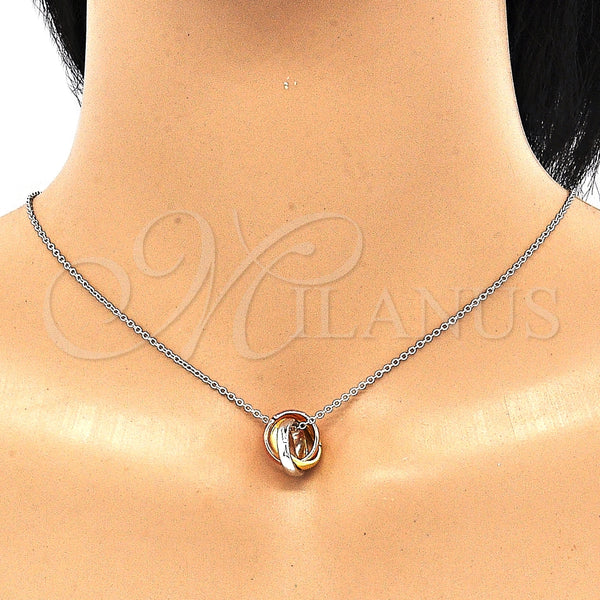 Collares con Dije 04.336.0143.16 Plata Rodinada, Pulido, Tres Tonos (01 MM Thickness, 16 Inches Length)