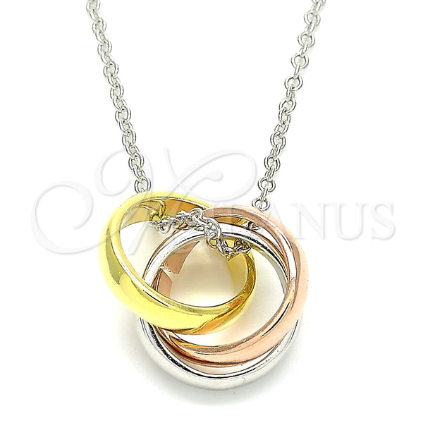 Collares con Dije 04.336.0143.16 Plata Rodinada, Pulido, Tres Tonos (01 MM Thickness, 16 Inches Length)