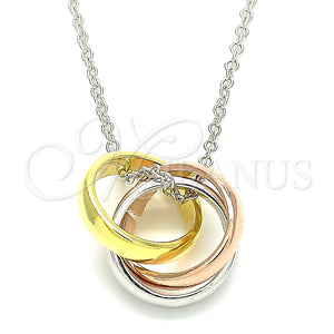 Collares con Dije 04.336.0143.16 Plata Rodinada, Pulido, Tres Tonos (01 MM Thickness, 16 Inches Length)