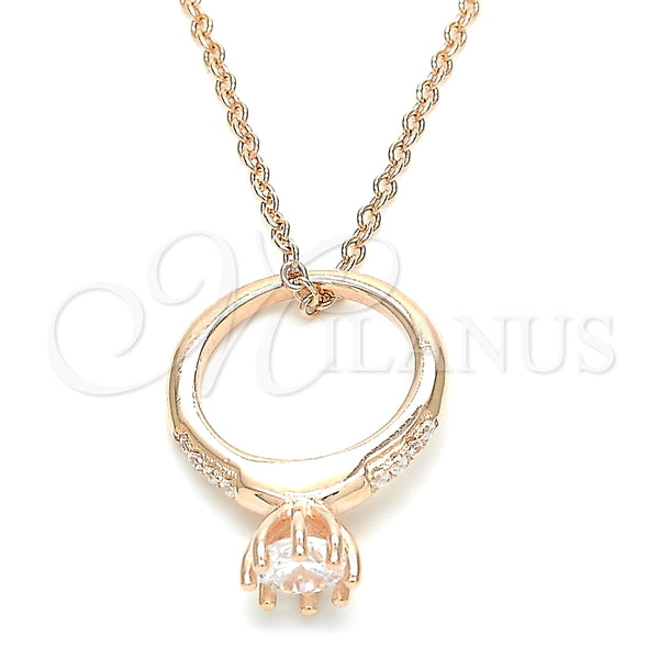 Collares con Dije 04.336.0016.1.16 Plata Rodinada, con Zirconia Cubica Blanca y Cristal Blanca, Pulido, Tono Rosado (Grosor 01 MM, 16 Pulgadas de Largo)
