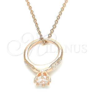Collares con Dije 04.336.0016.1.16 Plata Rodinada, con Zirconia Cubica Blanca y Cristal Blanca, Pulido, Tono Rosado (Grosor 01 MM, 16 Pulgadas de Largo)