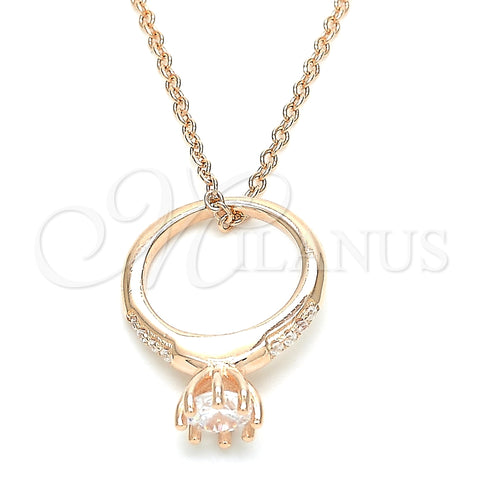 Collares con Dije 04.336.0016.1.16 Plata Rodinada, con Zirconia Cubica Blanca y Cristal Blanca, Pulido, Tono Rosado (Grosor 01 MM, 16 Pulgadas de Largo)