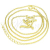 Collares con Dije 04.336.0008.2.16 Plata Rodinada, Diseño de Corazón y Amor, con Zirconia Cubica Blanca, Pulido, Tono Dorado (Grosor 01 MM, 16 Pulgadas de Largo)