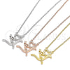 Collares con Dije 04.336.0008.2.16 Plata Rodinada, Diseño de Corazón y Amor, con Zirconia Cubica Blanca, Pulido, Tono Dorado (Grosor 01 MM, 16 Pulgadas de Largo)
