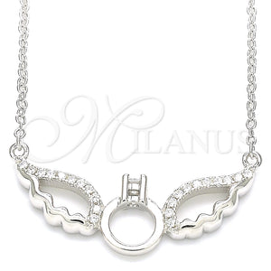 Collares con Dije 04.336.0147.16 Plata Rodinada, con Blanca Zirconia Cubica and Blanca Cristal, Pulido, Rodinado (01 MM Thickness, 16 Inches Length)