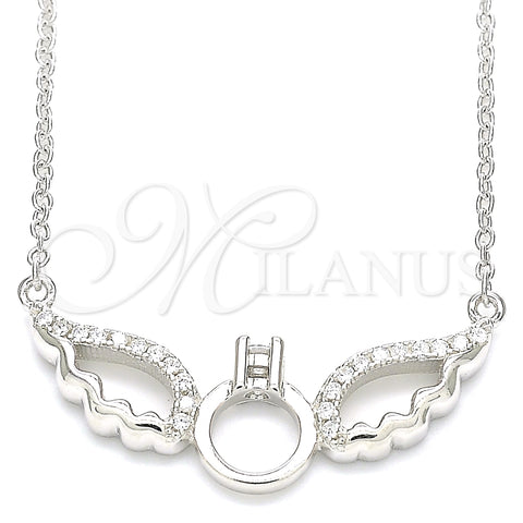 Collares con Dije 04.336.0147.16 Plata Rodinada, con Zirconia Cubica Blanca y Cristal Blanca, Pulido, Rodinado (Grosor 01 MM, 16 Pulgadas de Largo)