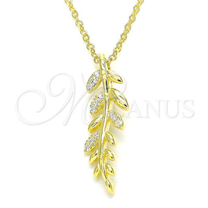 Collares con Dije 04.336.0025.2.16 Plata Rodinada, Diseño de Oja, con Blanca Micro Pave, Pulido, Tono Dorado (01 MM Thickness, 16 Inches Length)
