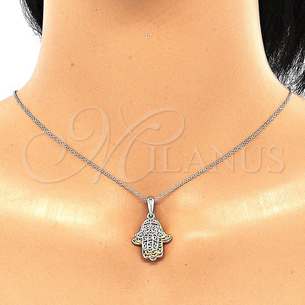 Collares con Dije 04.336.0149.18 Plata Rodinada, Diseño de Mano de Dios, Pulido, Tres Tonos (01 MM Thickness, 18 Inches Length)