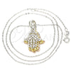 Collares con Dije 04.336.0149.18 Plata Rodinada, Diseño de Mano de Dios, Pulido, Tres Tonos (Grosor 01 MM, 18 Pulgadas de Largo)