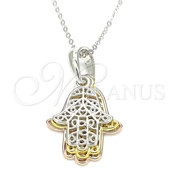 Collares con Dije 04.336.0149.18 Plata Rodinada, Diseño de Mano de Dios, Pulido, Tres Tonos (01 MM Thickness, 18 Inches Length)
