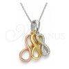Collares con Dije 04.336.0151.18 Plata Rodinada, Diseño de Infinito, con Zirconia Cubica Blanca, Pulido, Tres Tonos (Grosor 01 MM, 18 Pulgadas de Largo)