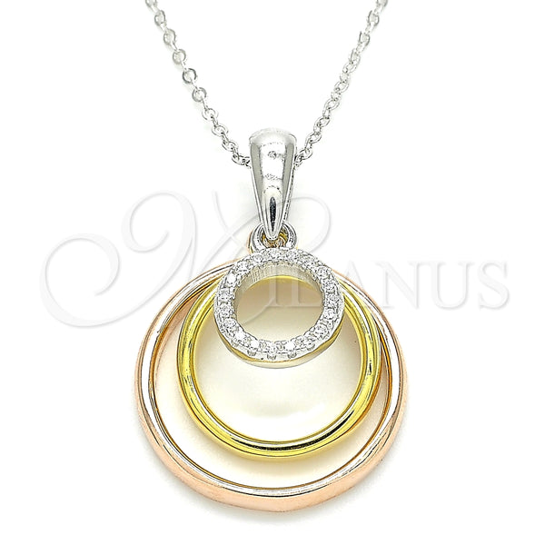 Collares con Dije 04.336.0152.18 Plata Rodinada, con Zirconia Cubica Blanca, Pulido, Tres Tonos (Grosor 01 MM, 18 Pulgadas de Largo)