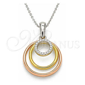 Collares con Dije 04.336.0152.18 Plata Rodinada, con Zirconia Cubica Blanca, Pulido, Tres Tonos (Grosor 01 MM, 18 Pulgadas de Largo)