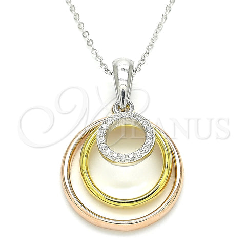 Collares con Dije 04.336.0152.18 Plata Rodinada, con Zirconia Cubica Blanca, Pulido, Tres Tonos (Grosor 01 MM, 18 Pulgadas de Largo)