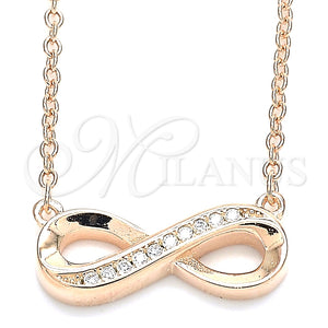 Collares con Dije 04.336.0154.1.16 Plata Rodinada, Diseño de Infinito, con Zirconia Cubica Blanca, Pulido, Tono Rosado (Grosor 01 MM, 16 Pulgadas de Largo)