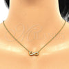 Collares con Dije 04.336.0154.2.16 Plata Rodinada, Diseño de Infinito, con Zirconia Cubica Blanca, Pulido, Tono Dorado (Grosor 01 MM, 16 Pulgadas de Largo)