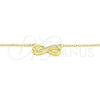 Collares con Dije 04.336.0154.2.16 Plata Rodinada, Diseño de Infinito, con Zirconia Cubica Blanca, Pulido, Tono Dorado (Grosor 01 MM, 16 Pulgadas de Largo)