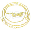 Collares con Dije 04.336.0154.2.16 Plata Rodinada, Diseño de Infinito, con Zirconia Cubica Blanca, Pulido, Tono Dorado (Grosor 01 MM, 16 Pulgadas de Largo)