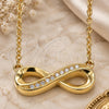Collares con Dije 04.336.0154.2.16 Plata Rodinada, Diseño de Infinito, con Zirconia Cubica Blanca, Pulido, Tono Dorado (Grosor 01 MM, 16 Pulgadas de Largo)
