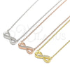 Collares con Dije 04.336.0154.2.16 Plata Rodinada, Diseño de Infinito, con Zirconia Cubica Blanca, Pulido, Tono Dorado (Grosor 01 MM, 16 Pulgadas de Largo)